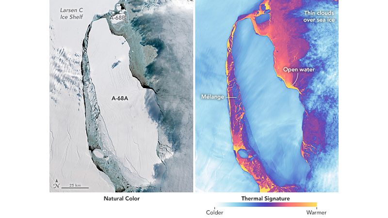 La NASA 'retrata' a plena luz al iceberg masivo que se desprendió de la Antártida en julio