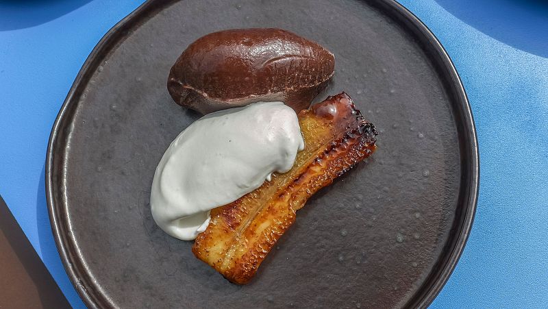 Receta de pltano caramelizado, helado de choco y nata de MasterChef Celebrity 9