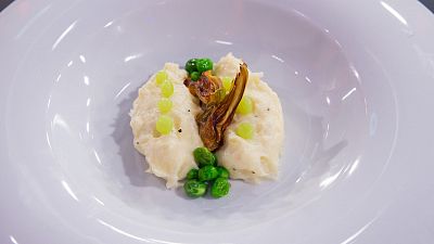 Receta de brandada de bacalao con caviar guisante de Cristina Cifuentes en MasterChef Celebrity 9