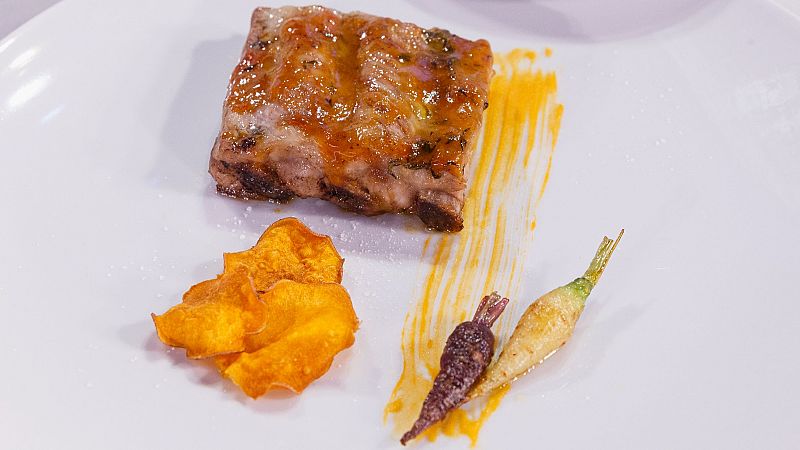 Receta de costillas con salsa de naranja de Marina Rivers en MasterChef Celebrity 9