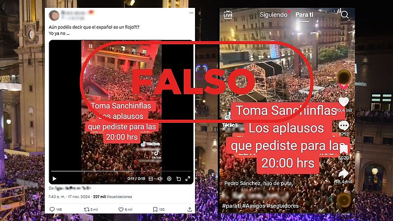 No son c�nticos contra Pedro S�nchez tras la DANA, este v�deo es antiguo y est� manipulado