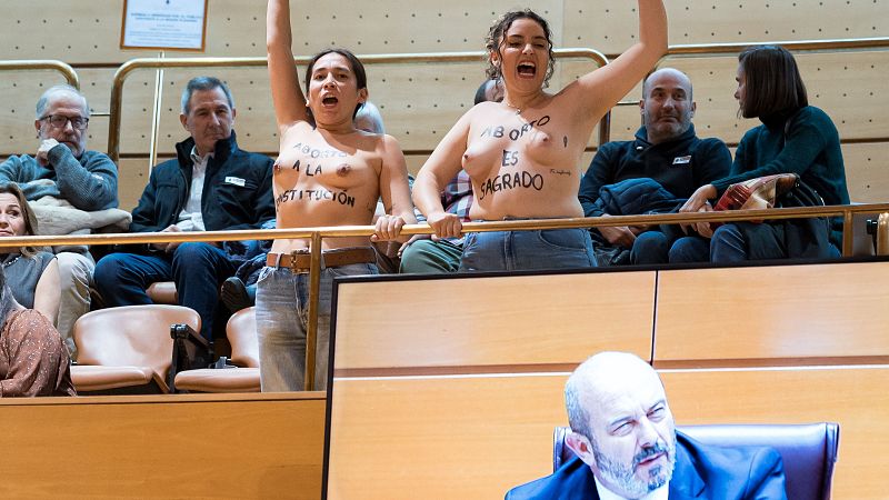 Activistas de Femen proaborto interrumpen el pleno del Senado con el torso desnudo