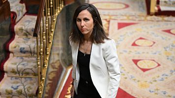 La lder de Podemos, Ione Belarra, tras una sesin de control al Gobierno