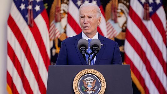 El presidente de Estados Unidos, Joe Biden, pronuncia un discurso desde el Jardn de las Rosas de la Casa Blanca