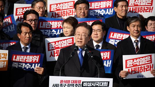 El lder opositor del Partido Demcrata de Corea del Sur, Lee Jae-myung, en una manifestacin