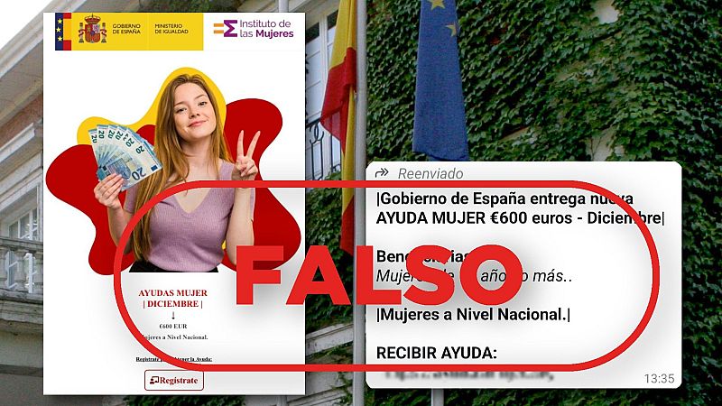 El Gobierno de España no da una ayuda de 600 euros a las mujeres mayores de edad, esta página es un fraude