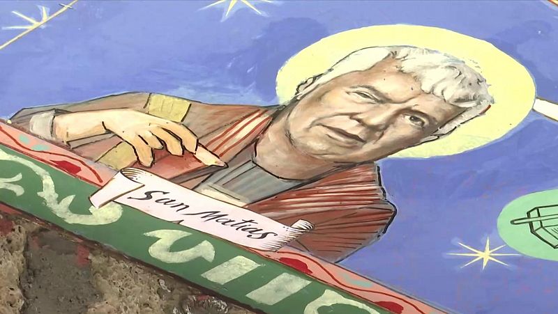 Un empresario financia las pinturas de una iglesia en Huesca e incluye el retrato de un santo que recuerda a l