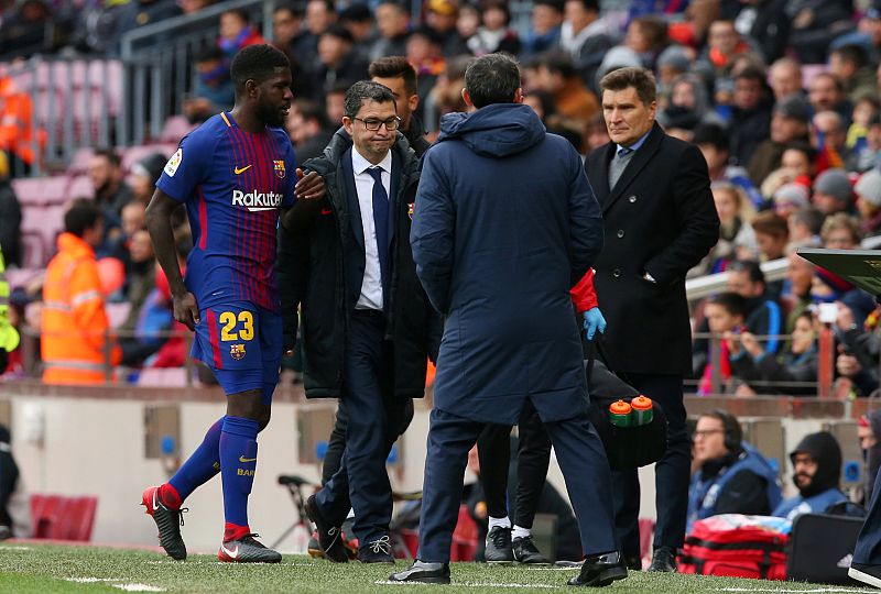 Umtiti se lesiona ante el Celta y estará dos meses de baja