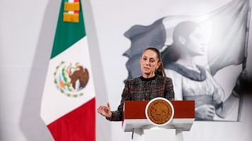 La presidenta de Mxico, Claudia Sheinbaum, participa este martes en una rueda de prensa en Palacio Nacional, en la Ciudad de Mxico (Mxico).