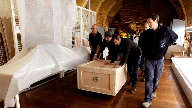 Las obras de Sijena vuelven a Aragón tras un conflictivo traslado