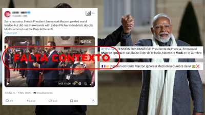 Emmanuel Macron s salud al primer ministro indio, Narendra Modi, en la cumbre de IA en Pars