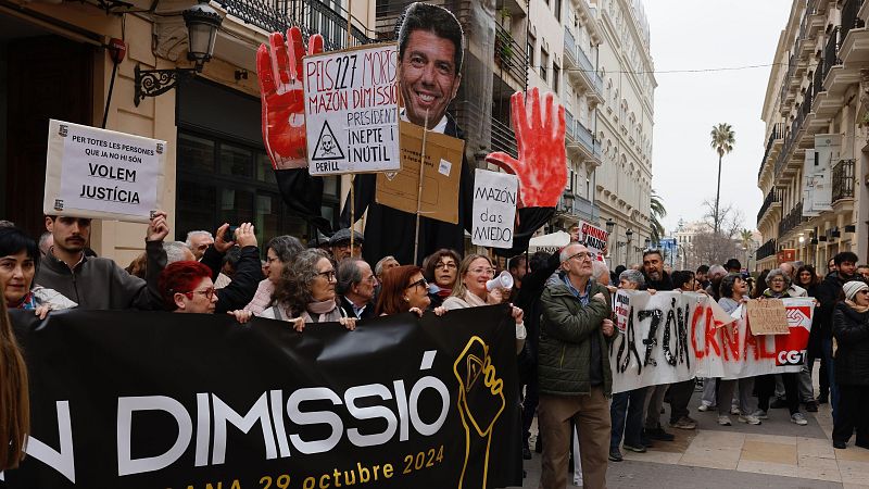 Concentración a las puertas de Les Corts Valencianes para pedir la dimisión de Mazón por su gestión de la dana