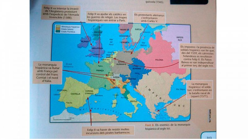 Un colectivo de profesores denuncia "adoctrinamiento": mapas sin "España" y "Corona catalanoaragonesa"