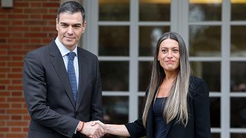 Santos Cerdn, Pedro Snchez y Mriam Nogueras en una imagen de archivo de 2023