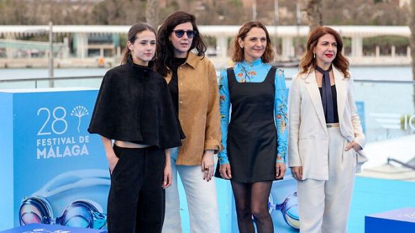 Beln Funes y las protagonistas de 'Los tortuga' en el Festival de Mlaga (EFE/Daniel Prez)