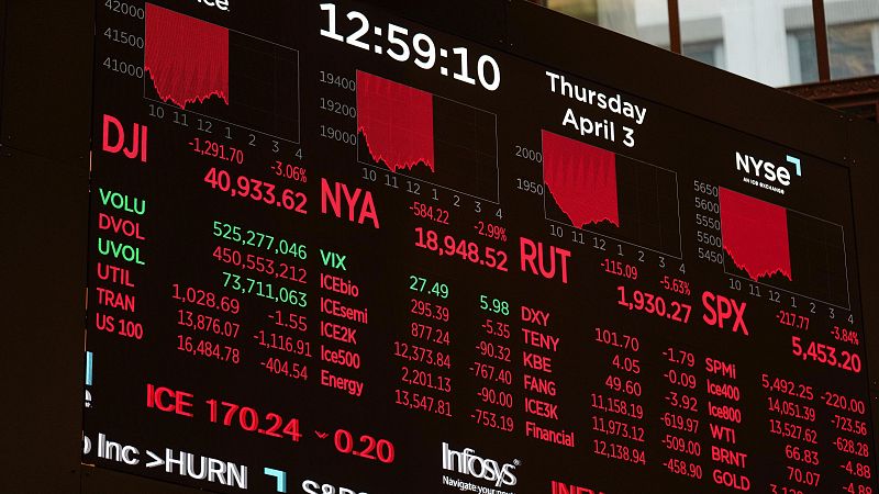 Wall Street abre con fuertes caídas en una jornada también en rojo para las bolsas europeas tras los aranceles de Trump