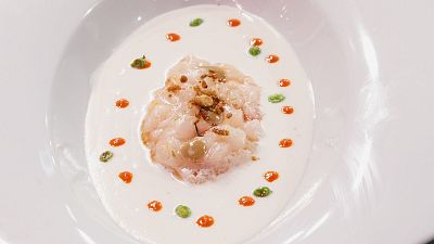 Receta de ajoblanco con tartar de carabinero de Bea en MasterChef 12+1