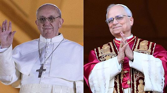 Los papas Francisco y Len XIV