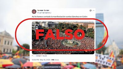 No es la manifestacin en la Plaza de Coln para pedir la dimisin de Pedro Snchez, es una foto de 2023