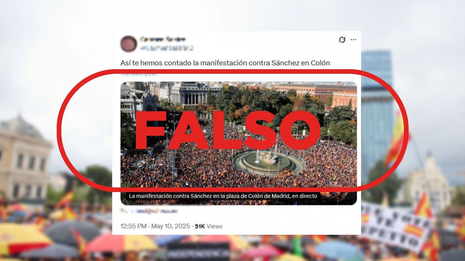 No es una foto de la protesta contra Snchez en Coln, es Cibeles en 2023