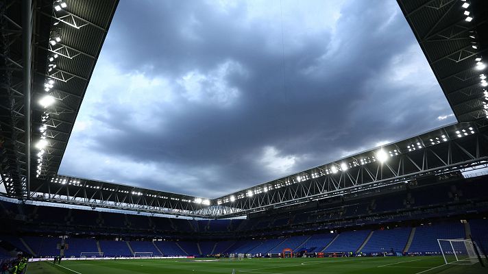Imagen del RCDE Stadium de Cornellá de Llobregat antes del arranque del derbi Espanyol-Barça.