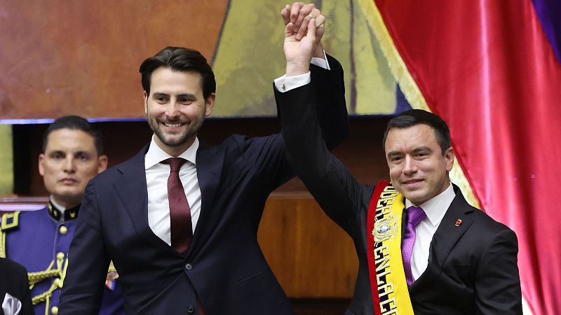 Noboa jura como presidente de Ecuador con la promesa de mantener la "guerra" contra el crimen organizado