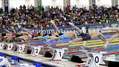 Campeonato de natacin en las piscinas de Son Hugo, en Palma de Mallorca