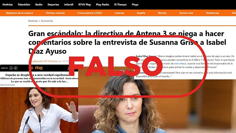 RTVE no ha difundido esta falsa entrevista a Isabel Daz Ayuso sobre una plataforma de inversin