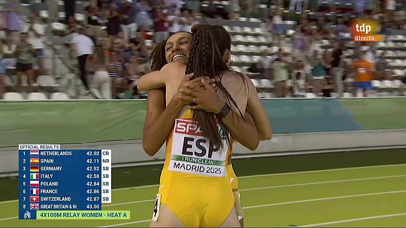 El relevo femenino 4x100m mantiene las opciones de Espaa en los Europeos de atletismo con un nuevo rcord de Espaa