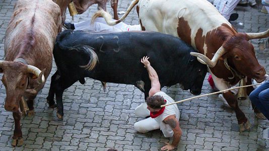 San Fermn 2025: un toro de Cebada Gago descolgado ha sembrado el pnico en el segundo encierro