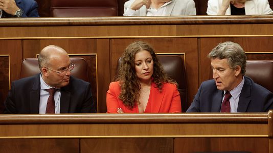 Alberto Nez Feijo, Ester Muoz y Miguel Tellado en el Congreso de los Diputados este mircoles