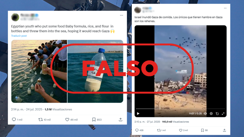 Ni botellas con leche en el mar ni ayuda lanzada en paracaídas: estas no son imágenes actuales de Gaza