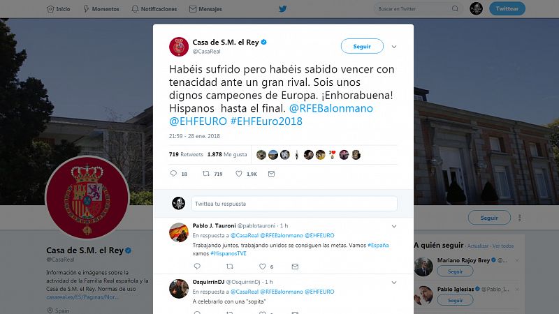 Los reyes, Rajoy y el deporte espaol celebran el triunfo europeo de los 'Hispanos'
