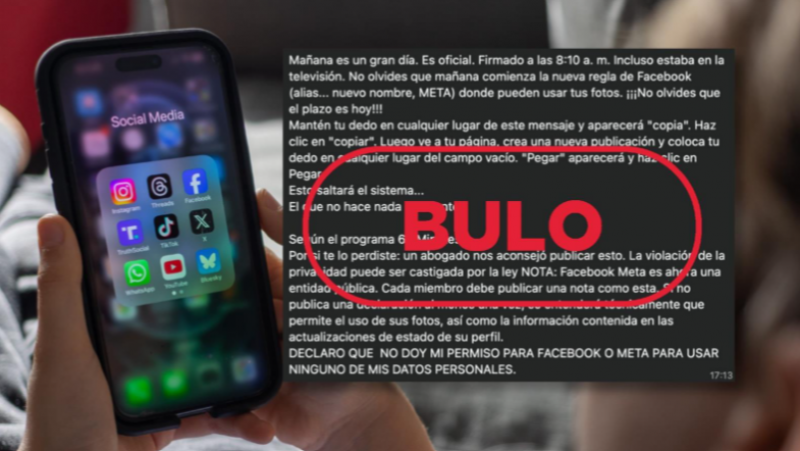 Copiar y pegar este texto en tu perfil de Facebook no impide que Meta use los datos que hayas cedido