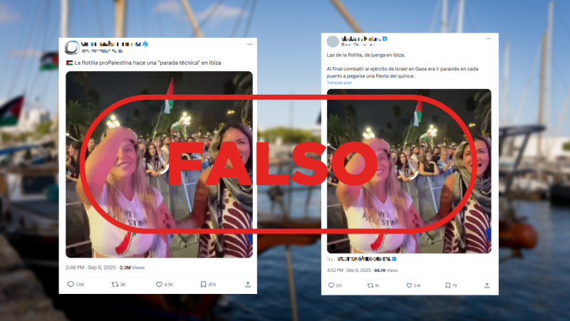 No son activistas de la flotilla 'Global Sumud' de fiesta en Ibiza, es falso