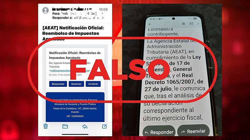 La Agencia Tributaria no enva estos mensajes para obtener el reembolso de impuestos, es un fraude