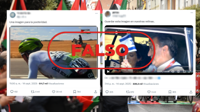 No son imágenes reales de la Vuelta ciclista, están manipuladas digitalmente