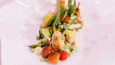 Receta de pur de lentejas con verduras y crumble de aceituna negra de Maril Montero en MasterChef Celebrity 10