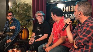 Amaro e Ivn Ferreiro (izq.), junto a ngel Carmona y Anto Vicente (dcha.) en un momento del programa especial.