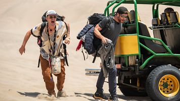 Aldo Comas y Jos Lamuo, durante su llegada al check point