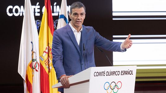 Pedro Snchez durante la presentacin del proyecto Modelo del Deporte espaol, en la Sede del Comit Olmpico Espaol (COE).