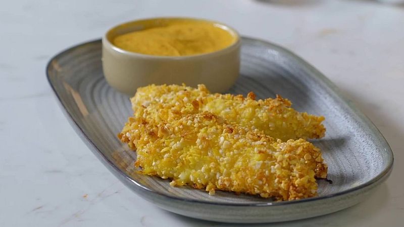 Cruixents de pollastre amb maionesa de pebre vermell del Chef Bosquet