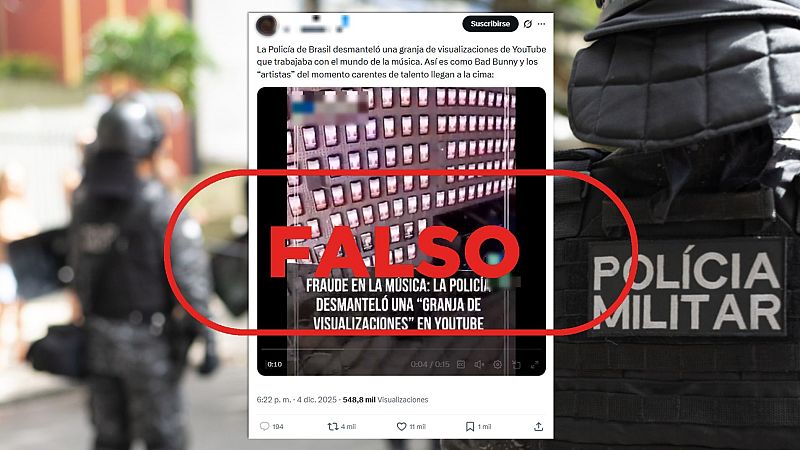 No es una "granja de visualizaciones de YouTube" desmantelada por la Polic�a de Brasil, es falso