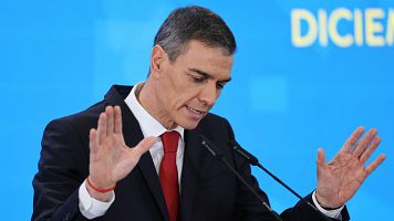 Pedro S�nchez demana calma durant la roda de premsa de balan� de l'any