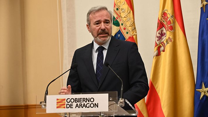 El presidente de Aragón, Jorge Azcón, durante una rueda de prensa en diciembre de 2025