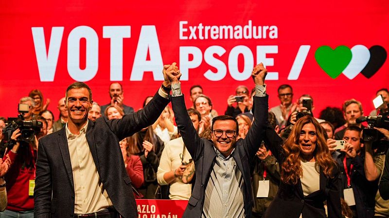 Sánchez arropa a Gallardo en el cierre de campaña y anima a su electorado a salir a votar: "Extremadura no está en venta"