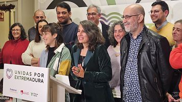 La candidata de Unidas por Extremadura a la presidencia del Gobierno extreme�o, Irene de Miguel, comparece para valorar los resultados electorales