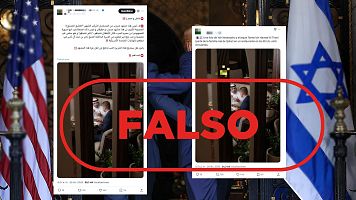 Esta imagen de un encuentro entre un hijo de Netanyahu y el emir de Catar es falsa