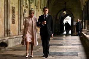 Macron y su esposa�Brigitte