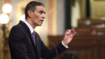 Imagen de archivo del presidente del Gobierno, Pedro S�nchez, durante su comparecencia ante el pleno del Congreso de los Diputados el 12 de noviembre de 2025